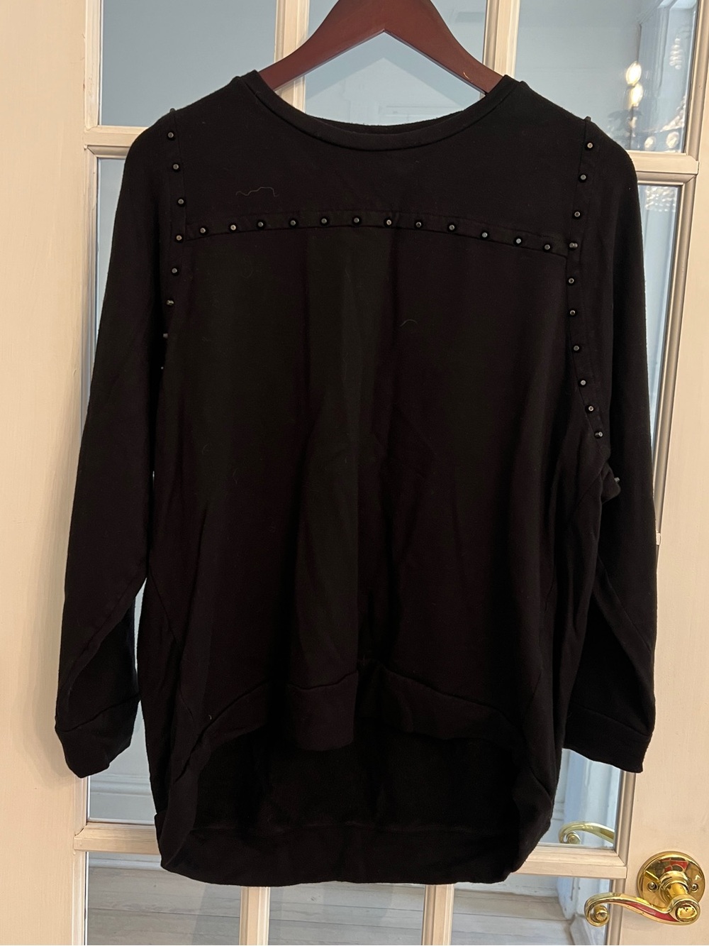 TESS ELLIOTT STUDIO Women’s Black Studded Oversized High Low Tunic Top M